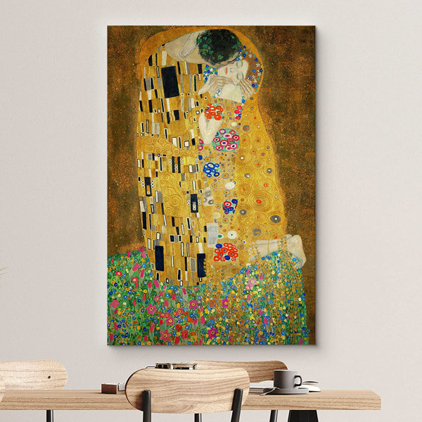 The Kiss Painting On Canvas by Gustav Klimt Print